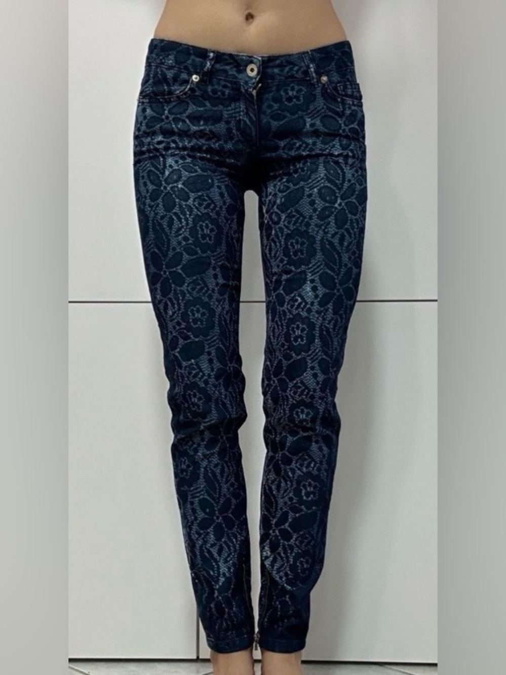 Designer D&G Navy Blue Denim with floral design